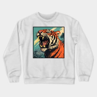 Colorful Tiger Cartoon Vintage Bengals Tiger Drawing Comics Fearless Tiger Crewneck Sweatshirt